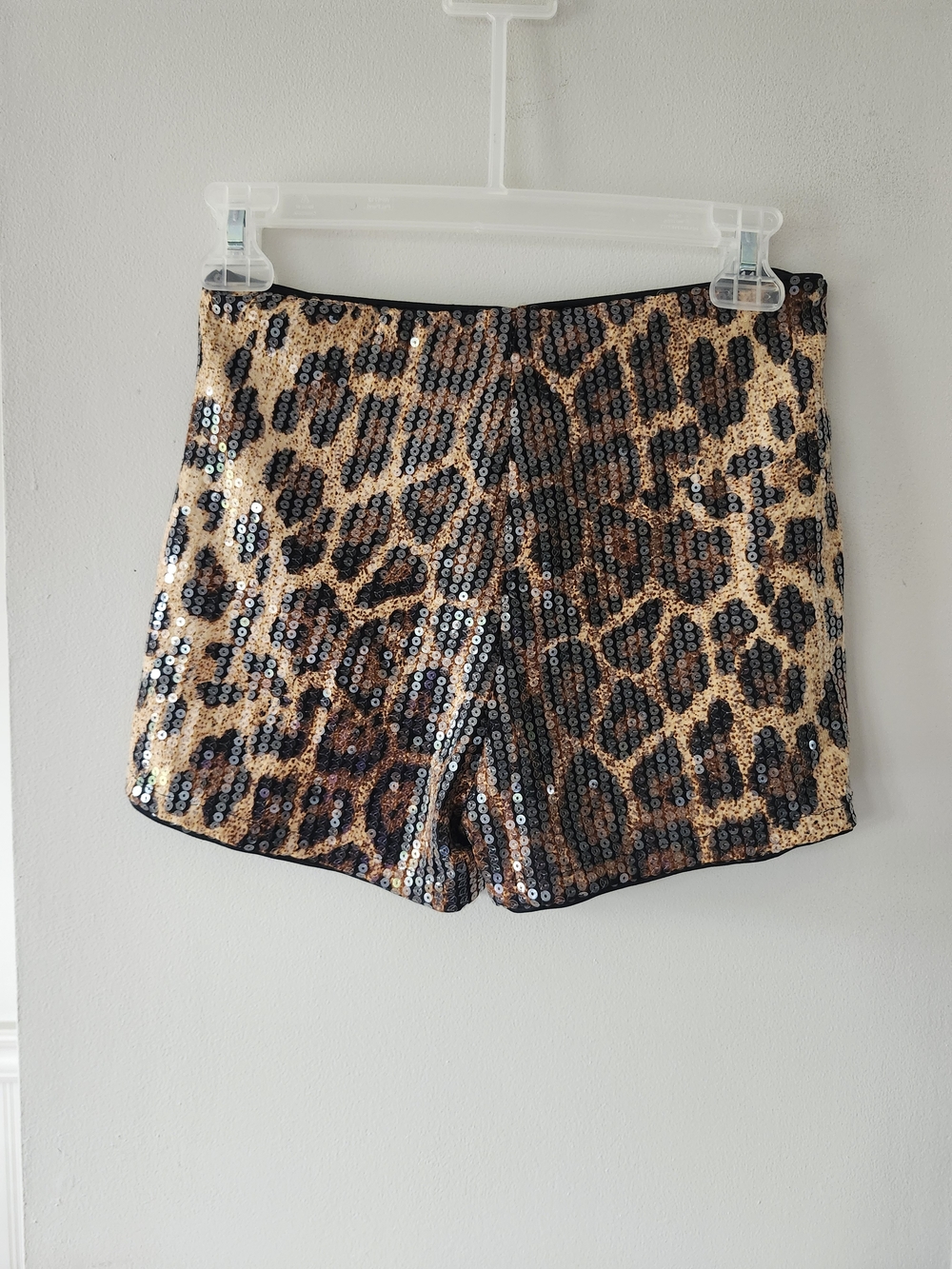 Leopard Sequin Women's Shorts - Black and Gold